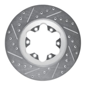 Chevrolet Colorado Brake Rotor (1) - Front Left - R1 Concepts - Drilled & Slotted - Silver - `04-`08
